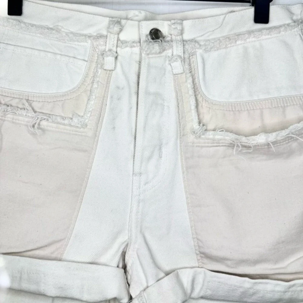 Helmut Lang‎ Rolled Boyfriend Shorts Mid Rise Relaxed Fit Dove White Size 26